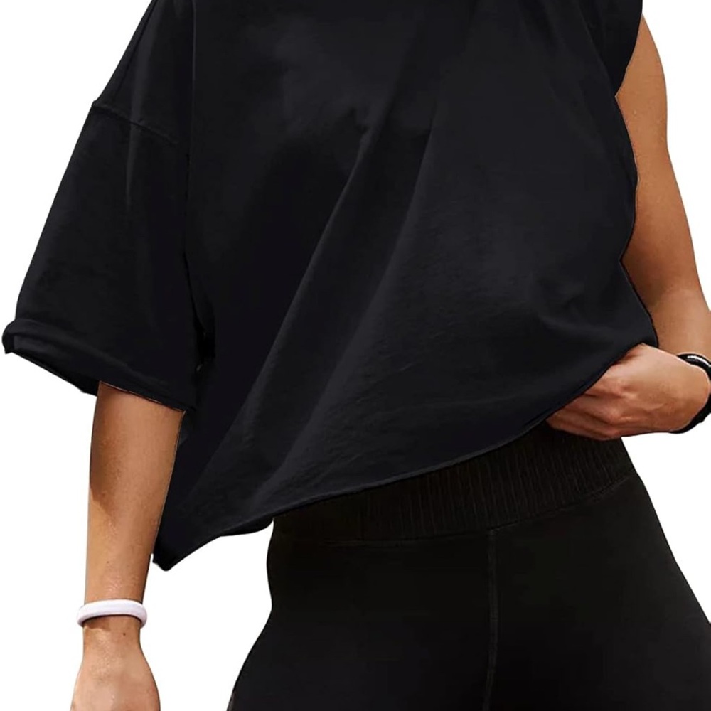 Black Oversized Cropped Tshirt